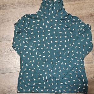 Holiday Editions Green Candy Cane Print Turtleneck Top